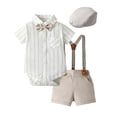 thumbnail image 3 of FYDUU Baby Boy Clothes Suit Boys Short Sleeve Striped Romper Bodysuit Suspenders Shorts Toddler Gentleman Outfits Formal Party Wear,6-9 Months, 3 of 7
