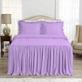 thumbnail image 2 of 4 Piece Long Ruffle Sheet Set, 20" Inch Long Ruffle On Corner Of The Flat Sheet, 18 Inch Deep Pocket, 100% Egyptian Cotton, 800 TC, Queen Size, Solid Lilac, 2 of 9