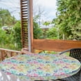 thumbnail image 2 of Ambesonne Colorful Fitted Round Tablecloth, Psychedelic Skulls Trippy, 45"- 56" Diameter, Pale Blue and Multicolor, 2 of 5