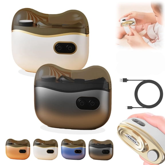 2-in-1 Electric Nail Clipper & Polisher for Adults & Seniors, Quiet Automatic Nail Trimmer with Built-in Nail Storage, Two Speeds, Rechargeable, Safe Electric Nail File (Black White)