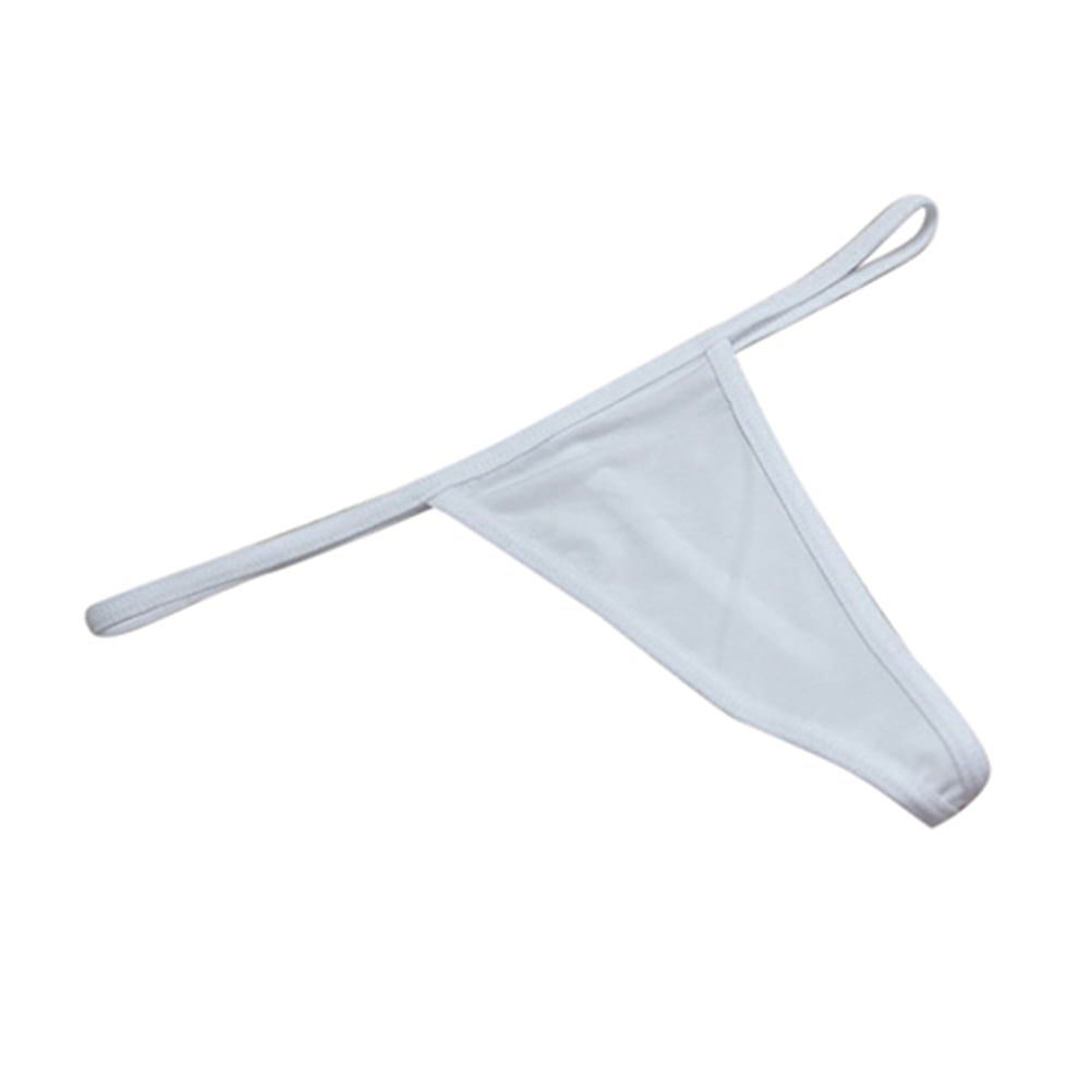 HEVIRGO Women Soft Solid Color V-String T-back Panties Thongs G-String  Underwear,White 