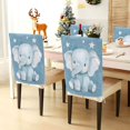 thumbnail image 3 of Decorative Chair Back Cover One Size x2 Chair Cover Dining Chair Slipcovers Chair Back Decoration Festival Chair Decoration Cute Little Blue Elephant, 3 of 6