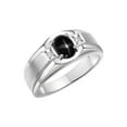 thumbnail image 6 of RYLOS Men's Rings Sterling Silver Classic 7X5MM Oval Gemstone & Diamond Ring Black Star Sapphire March Birthstone Rings For Men, Silver Rings, Size 8, 6 of 7