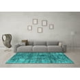 thumbnail image 3 of Ahgly Company Machine Washable Indoor Square Oriental Turquoise Blue Industrial Area Rugs, 3' Square, 3 of 4