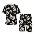 thumbnail image 1 of Fotbe black white Skull bone Pijama Estampada de 2 Piezas para Niños – Ropa de Dormir de Manga Corta Cómoda para Niños y Niñas, Camiseta y Shorts de Algodón-Small, 1 of 6
