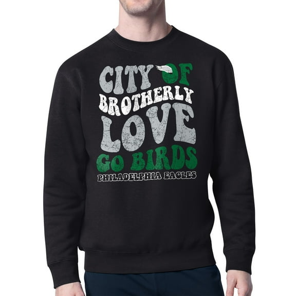 Men's-Starter Black Philadelphia Eagles Distressed Retro City of Brotherly Love Pullover Sweatshirt