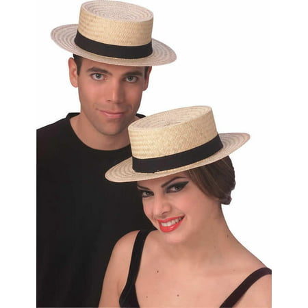 Straw Sailor Hat Skimmer Boater Amish Costume Accessory Hat Medium