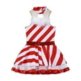 thumbnail image 3 of DPOIS Toddlers Kids Girls Sequin Striped Dancewear Christmas Mesh Tutu Dress Red-C 4, 3 of 7