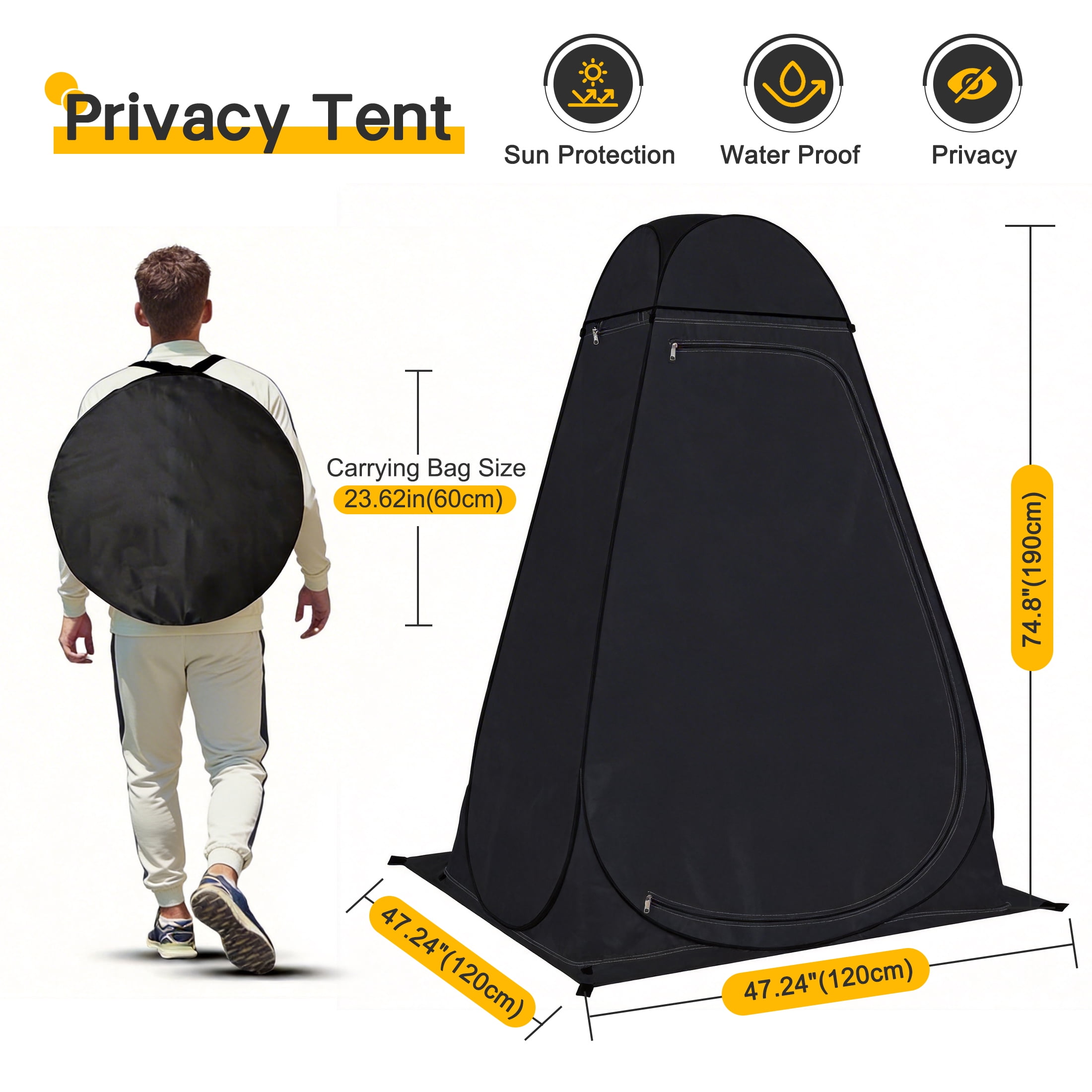 Camping Shower Tent, Outdoor Pop Up Changing Tent, Portable Bathroom Toilet Tent Privacy Tent with Portable Bag for Camping, Beach, Hiking, Travelling