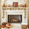 thumbnail image 4 of Twfbrm Fall Maple Leaves Garland, 5.7ft Artificial Maple Leaf Garland with Pumpkins and Berrirs, Farmhouse Autumn Foliage Hanging Vine Thanksgiving Harvest Fall Decorations for Home Party Fireplace, 4 of 7