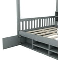 thumbnail image 6 of Full Size House Bed, Montessori Bed with Storage Shelves and a Mini-Cabinet, Wooden Full Bed Frame for Girls, Boys, Teens (Gray, Full), 6 of 7