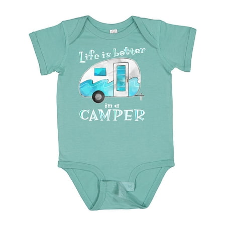 

Inktastic Life is Better in a Camper Blue Gift Baby Boy or Baby Girl Bodysuit