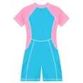 thumbnail image 4 of TiaoBug Kids UPF 50+ Rash Guard Swimsuit Girls Boys Short Sleeve Boyleg Sport Surfing Bathing Suit Pink Blue 5-6, 4 of 7