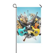 MYPOP Musical Instruments And World Landmarks Outdoor Decorative Flag Garden Flag 12x18 inches