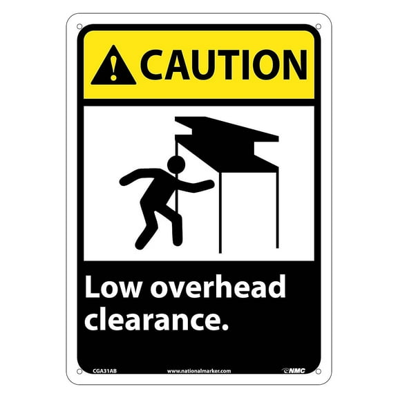 National Marker Low Overhead Clearance 14X10 .040 Aluminum Caution Sign CGA31AB