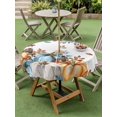 thumbnail image 3 of Outdoor Tablecloth with Umbrella Hole and Zipper, Fall Pumpkins Orange Blue Round Table Cloth 54 Inch Waterproof Tablecloth, Thanksgiving Botanical Picnic Table Cover for Patio Camping, 3 of 7