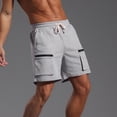 thumbnail image 7 of Wyobmus Men's Running Gym Cargo Shorts With Zipper Pockets Lightweight Cotton Quick Dry Elastic Waist Drawstring Basketball Shorts B-Gray, 7 of 7