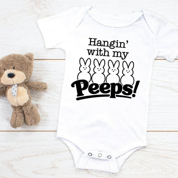 Baby Easter One Piece Bodysuit, Hangin' With My Peeps Bodysuit, New Baby Outfit Shower Gift Infant Newborn Cute Baby Onesie, BABY BODYSUIT LAT 4424