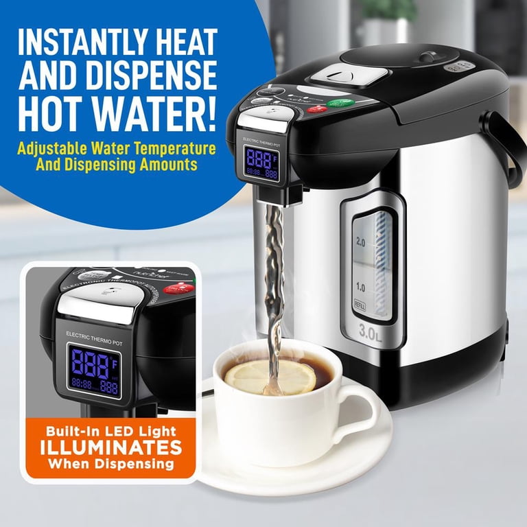 NutriChef Digital Water Boiler u0026 Warmer - 3L/3.17 Qt Stainless Electric Hot  Water Dispenser W/ LCD - Walmart.com