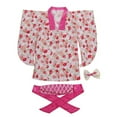thumbnail image 5 of oqasdz Kimono Dress for Girls Performance Stage Show Themed Outfit Elegant Long Sleeve Robe with Obi Sash and Floral Design Traditional Attire, 5 of 7