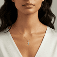 thumbnail image 2 of Tilo Jewelry 14K Yellow Gold Dainty Cross Christian Pendant Charm with Cubic Zirconia CZ Stones for Women & Unisex Necklace, 2 of 7