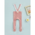 thumbnail image 4 of Cenuakty Infant Baby Girls Suspender Pantyhose, High Waist Lace Plain Rib Knitted Footed Leggings Tights, 4 of 8