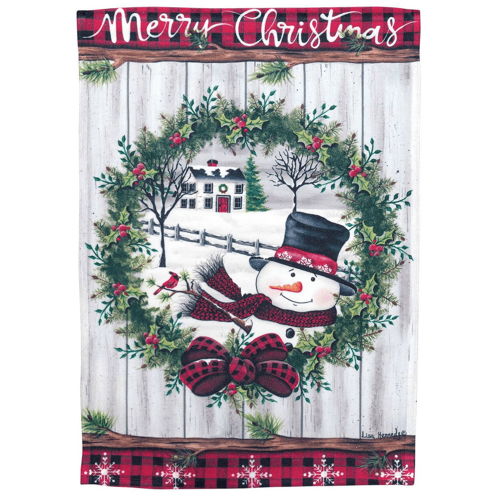 Magnolia Gardens M080174 13 x 18 in. Snowman Merry Christmas Polyester Garden Flag