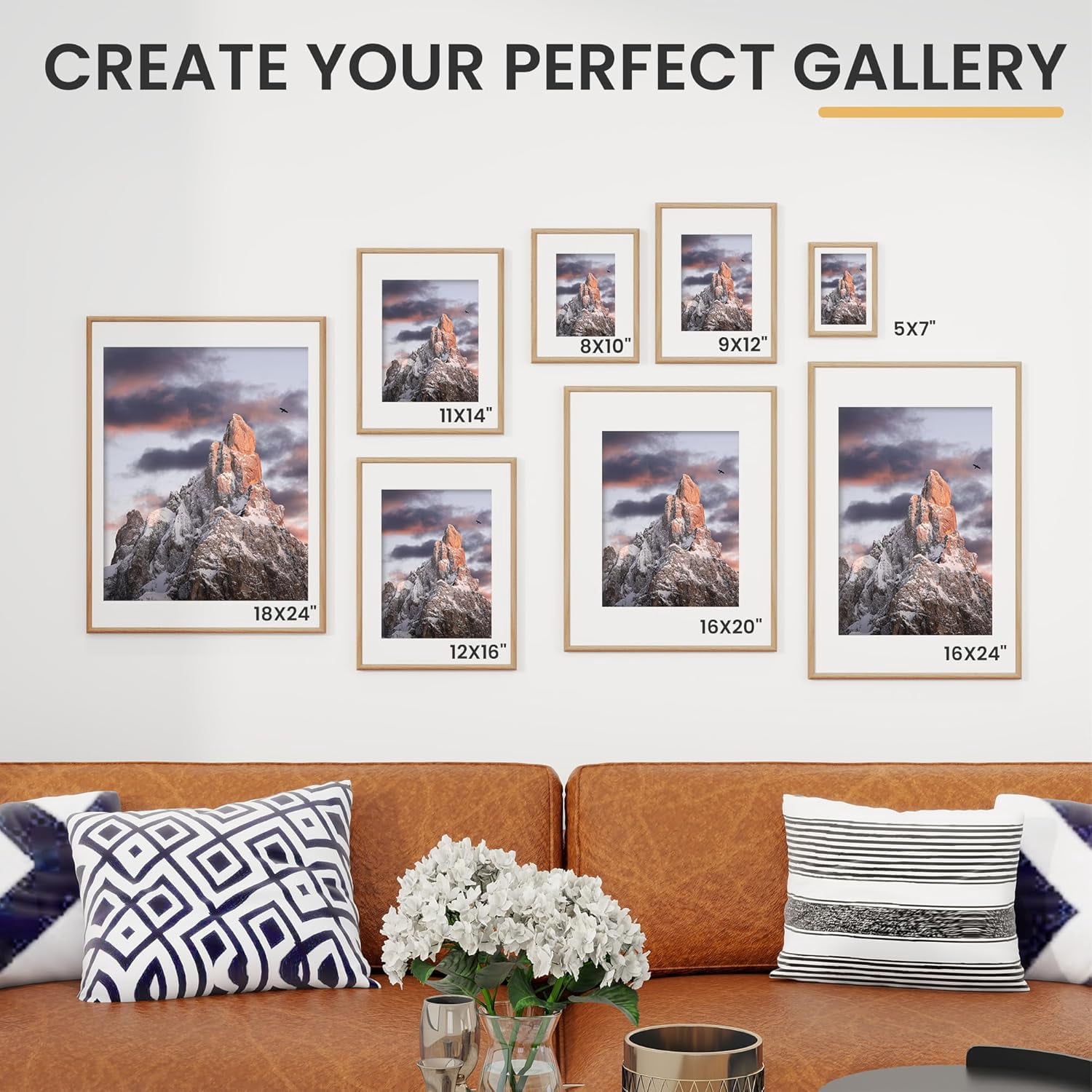 5x7 Picture Frame, Display Pictures 4x6 with Mat or 5x7 Without Mat, Wall and Tabletop Display Photo Frame, Natural Woodgrain, 1 Pack