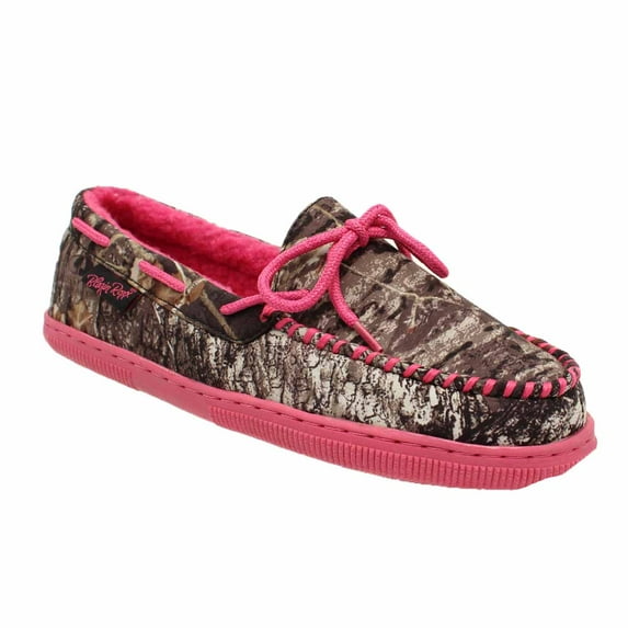 M&F Western Z57152222-L Ladies Slip-On Slippers, Hot Pink & Mossy Oak - Large