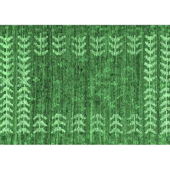 Ahgly Company Indoor Rectangle Abstract Emerald Green Modern Area Rugs, 7' x 10'
