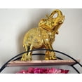 thumbnail image 4 of Dalax- 10” (H) Gold Color Elegant Decorative Elephant Statue Trunk Facing Upwards Collectible Wealth Lucky Elephants Figurine, Perfect for Home Decor, Office Decoration Ornaments Statues Gifts Set, 4 of 5