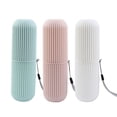 thumbnail image 2 of 3pcs Travel Toothbrush Case Simple Toothbrush Box Portable Toothbrush Case Wash Cup (White Green Pink), 2 of 8