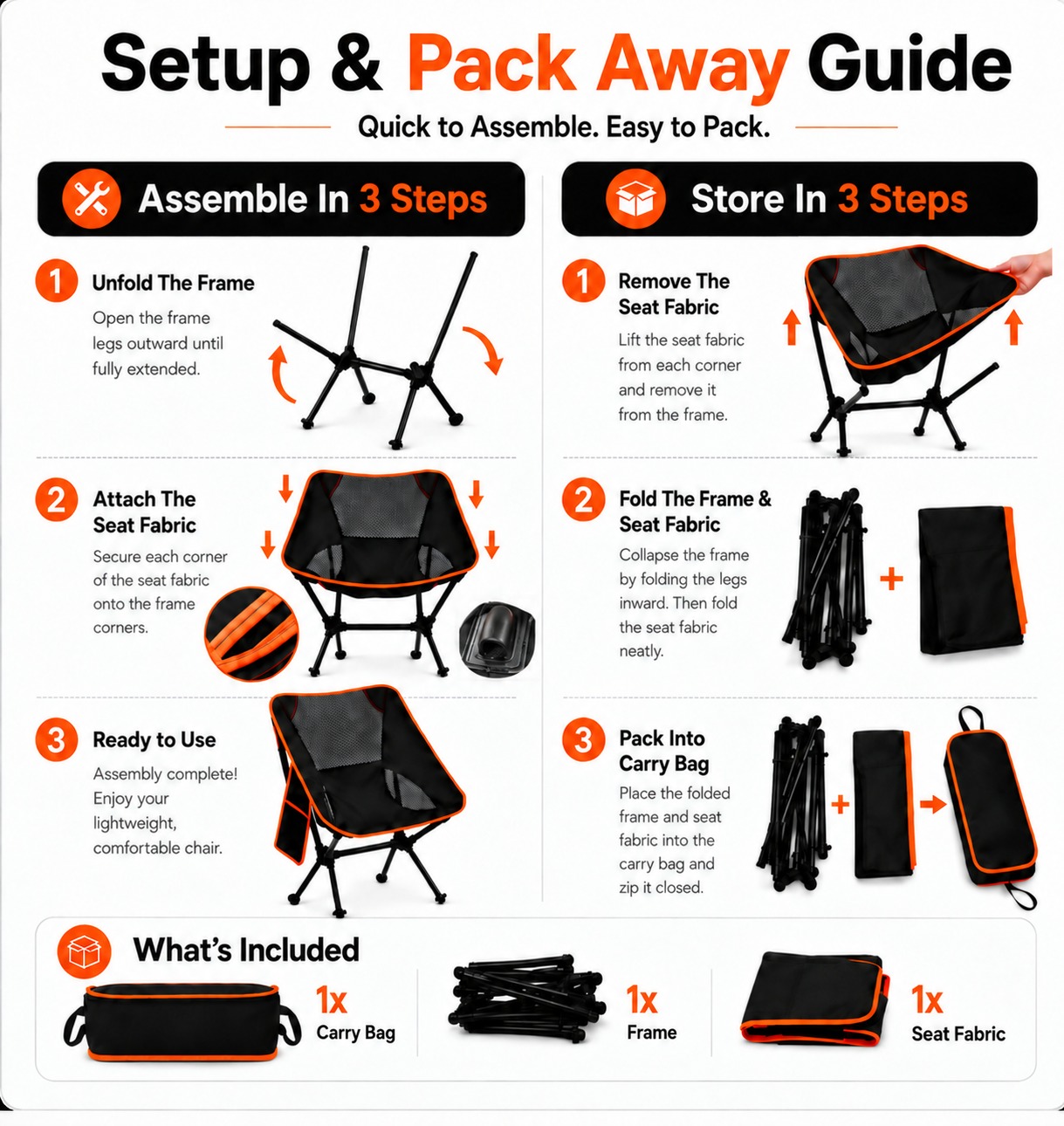 KOYMISKU Lightweight Portable Camping Chair with Carry Bag photo 7
