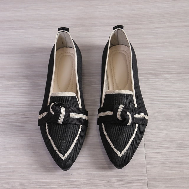 Chaussures pour Femmes Mocassins Ballerines Bout Pointu Pieds Nus a Enfiler Talon Bas Decontracte Marque de Luxe Chaussure Femme Nouveau en Papillon