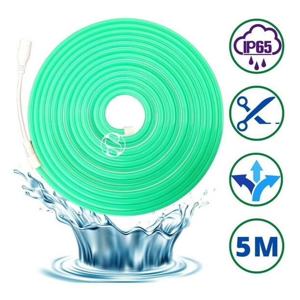 Tira led neon verde flexible unicolor 5 metros solo rollo impermeable DOSYU DY-YL08