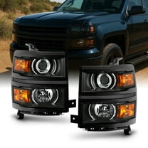 AKKON - For 2014 2015 Chevy Silverado 1500 Pickup Truck Black Bezel Porjector Headlight Lamp Assembly Driver Passenger Side