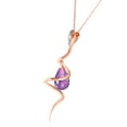 thumbnail image 2 of Galaxy Gold 14K Solid Rose Gold 14" Snake Necklace with 2.28 CT Natural Diamonds and a Dangling Briolette Amethyst Drop, 14"-24" Sizes, February Birthstone, Symbol of Serenity, 2 of 3