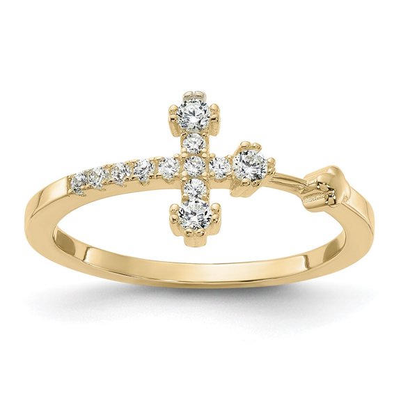 Auriga Fine Jewelry 925 Sterling Silver Gold-tone CZ Cross Ring for Women Size- 8