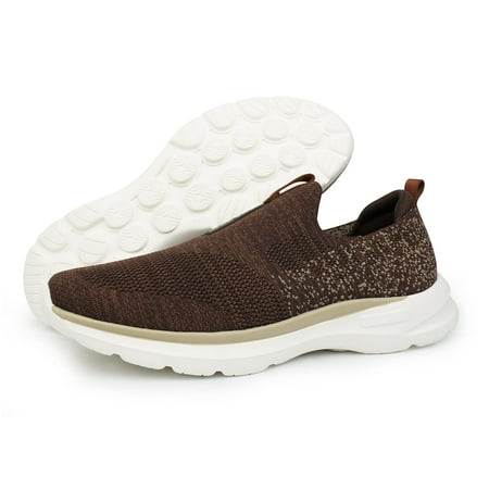 

Men s Slip-On Walking Shoes Breathable Knit Casual Shoes-brown(8)