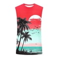 thumbnail image 4 of VBTAPA Mens Graphic Tank Top Sleeveless Palm Tree T Shirts Hawaiian Beach Casual Workout Tops Red XXL, 4 of 5