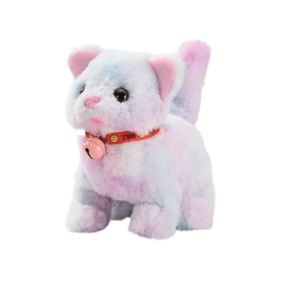 Interactive Electronic Plush Toy Walking and Barking Robot Cat Plush Cat Remote Control Kitten for Girls (Colorful Cat)