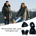 thumbnail image 5 of Mdesiwst Soft Hat Scarf Gloves Set Winter Beanie Hat Scarf Gloves Set Solid Color Thick Warm Elastic Windproof Outdoor Knitted Hat Neck Warmer Gloves Set Hat, 5 of 8