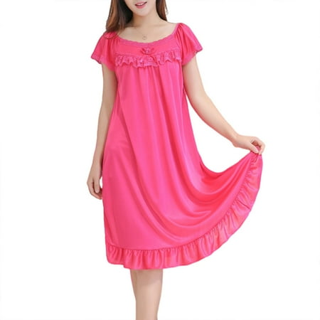 

Summer Lace Pajamas Soft And Breathable Makes You Comfortable Suitable For Girls And Ladies XL Plum Red