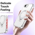 thumbnail image 5 of KOMI for iPhone 16e Case with Magnetic Invisible Stand [Military Drop Protection] [Compatible with MagSafe] Wavy Frame Shockproof Slim Translucent Matte Kickstand Case, Clear, 5 of 7