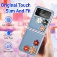 thumbnail image 5 of for Samsung Galaxy Z Flip 4 Flower Cute Case, Applique Design Slim Thin PU Leather & Crystal Hard PC Shockproof Protective Phone Cover Case for Samsung Z Flip 4 LTH Blue, 5 of 14