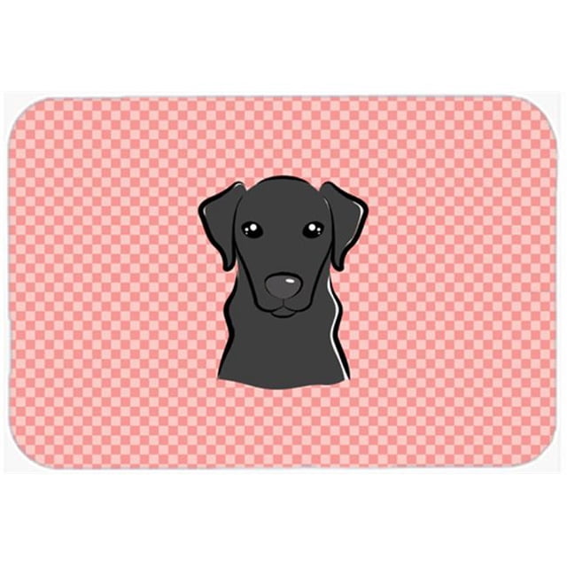 Checkerboard Pink Black Labrador Mouse Pad, Hot Pad Or Trivet, 7.75 x 9.25 In.