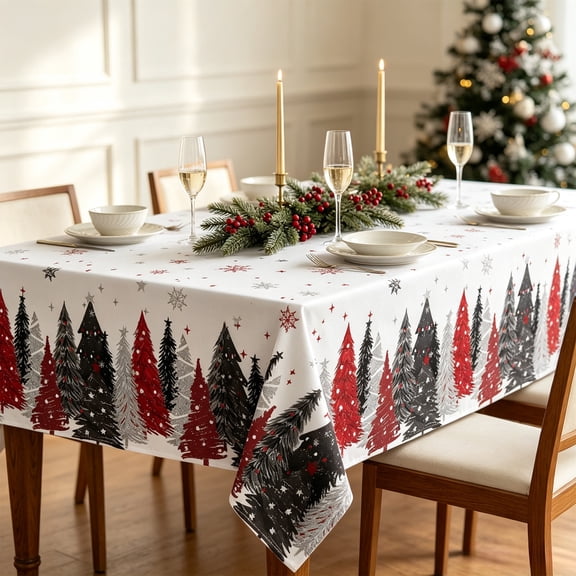 Antqov Christmas Table Cloth 55x70" Rectangle Winter Holiday Christmas Tablecloth Waterproof Table Cover for Party Picnic Dinner Home Decor