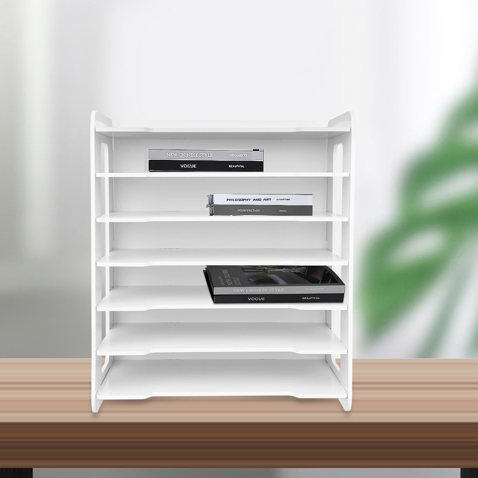 34*25*39cm 7 Tiers White Office Desk Desktop Organizers Accessories Letter Tray Paper Sorter Holder File Document Rack Shelf