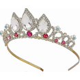 thumbnail image 5 of Tiaras For Girls, Rapunzel Princess Tiara - Gold Crown Crystal Ruby Rhinestone Pearl Headband For Little Flower Girl Kids Women Birthday Wedding Pagea, 5 of 5