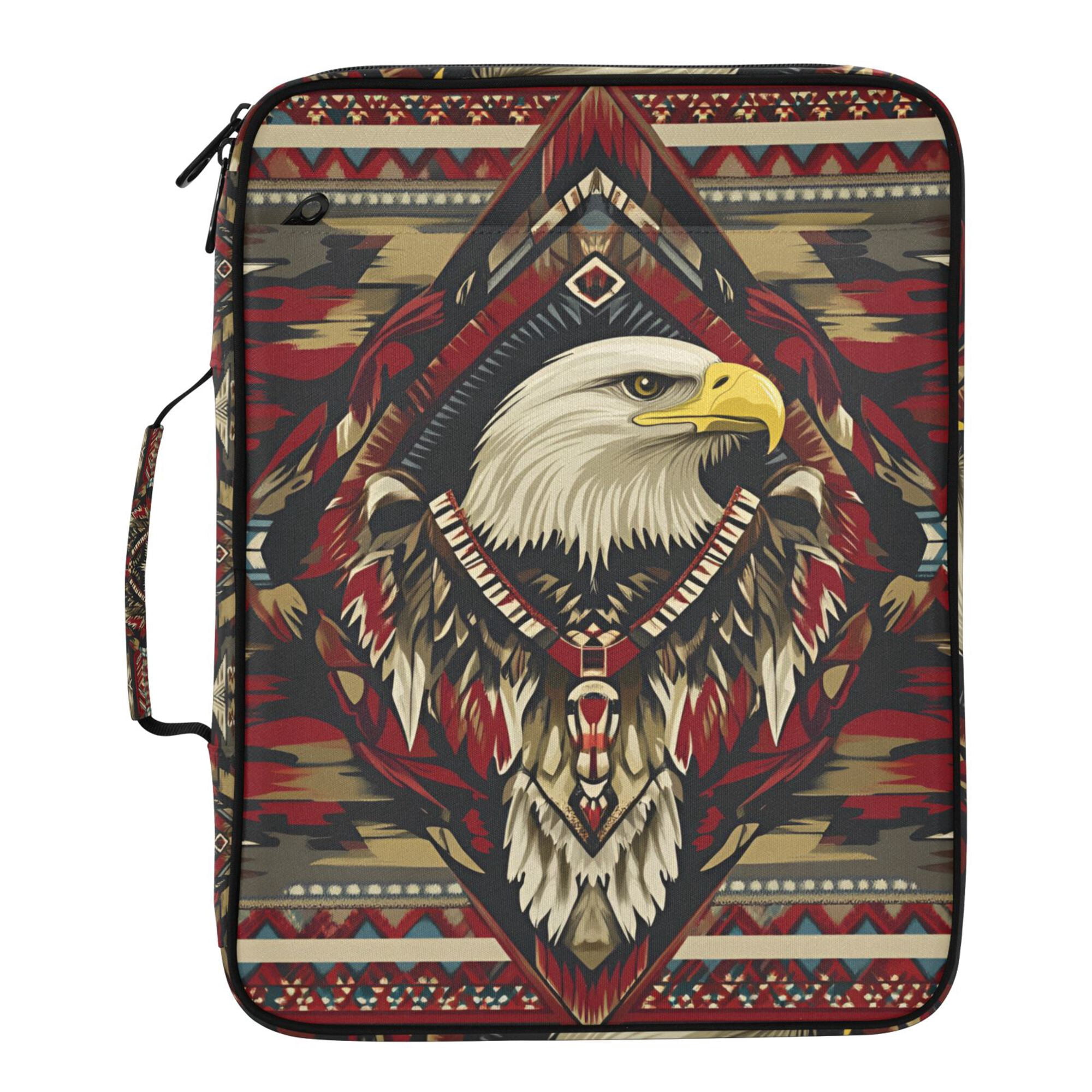 FORMRS Accordion File Folder A4 Size 7-Pocket Expanding Document Organizer Bag with 3 Ring Binder, Red Abstract Eagle